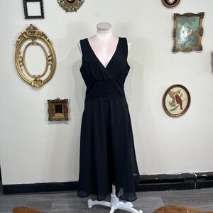 Scarlett Black Chiffon Empire Waist Midi Dress – Size 12